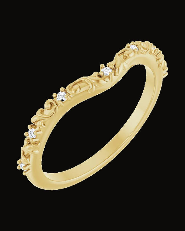 0.05 CTW Natural Diamond Vintage-Inspired Contour Band — 14K Yellow Gold · 1.5 mm