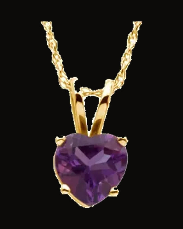 Natural Amethyst Heart Necklace — 14K Yellow Gold · 6 x 6 mm