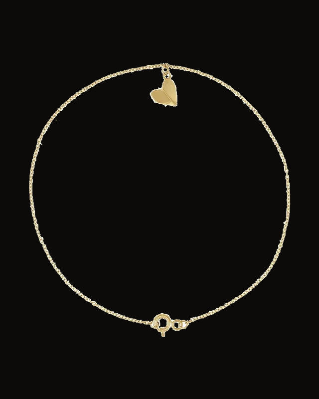 9" Heart Anklet — 14K Yellow Gold