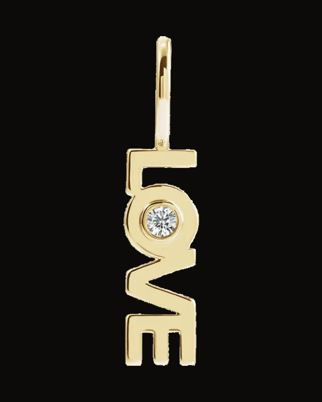 0.03 Ct Natural Diamond Love Charm/Pendant — 14K White / Yellow Gold