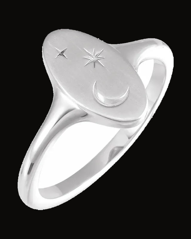 Moon And Star Signet Ring