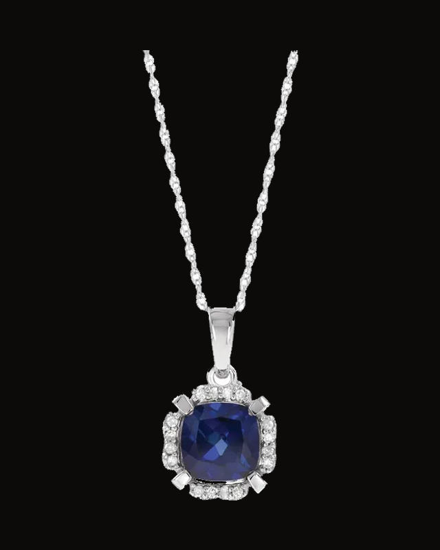 Halo-Style Birthstone Necklace — Rhodium-Plated on 14K White Gold · 0.04 CTW