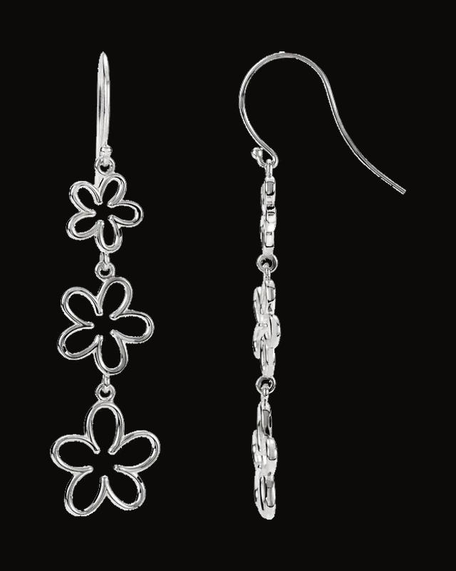 Floral Dangle Earrings — Sterling Silver
