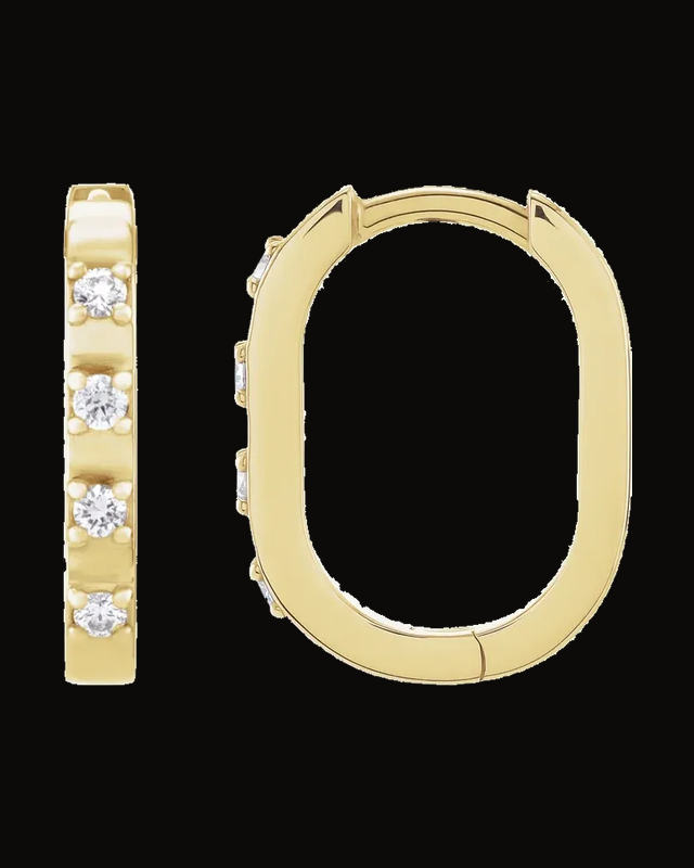 Elongated Hoop Earrings — 14K Yellow Gold · 1.5 mm