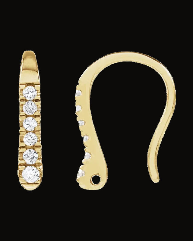 0.037 CTW Natural Diamond French Wire Earring Top — 14K Yellow / White Gold