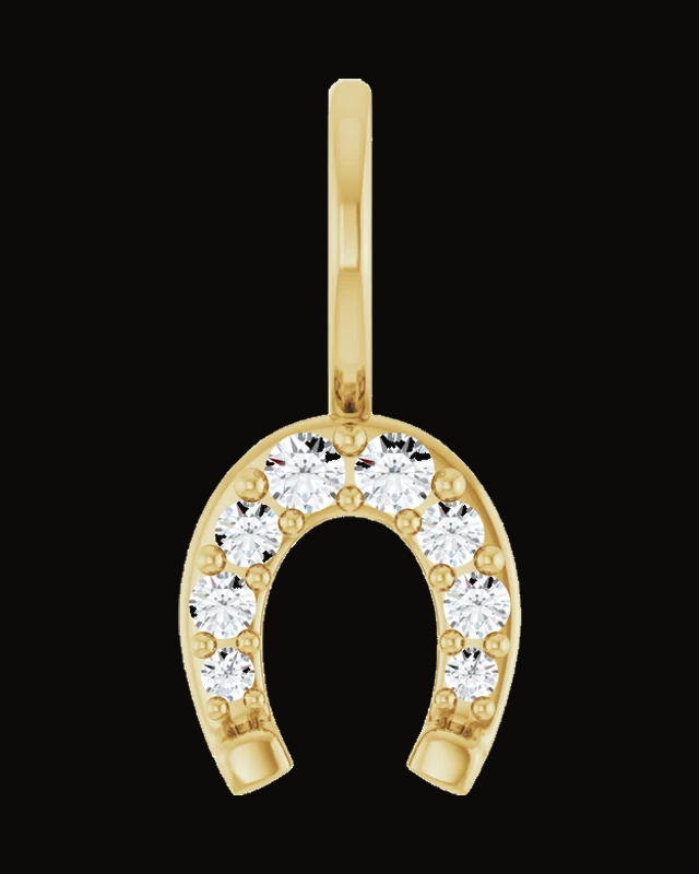1/8 CTW Natural Diamond Horseshoe Charm/Pendant — 14K Yellow Gold