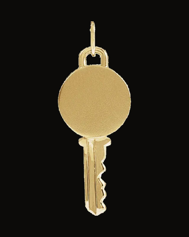 Engravable Key Necklace or Pendant — 14K Yellow Gold