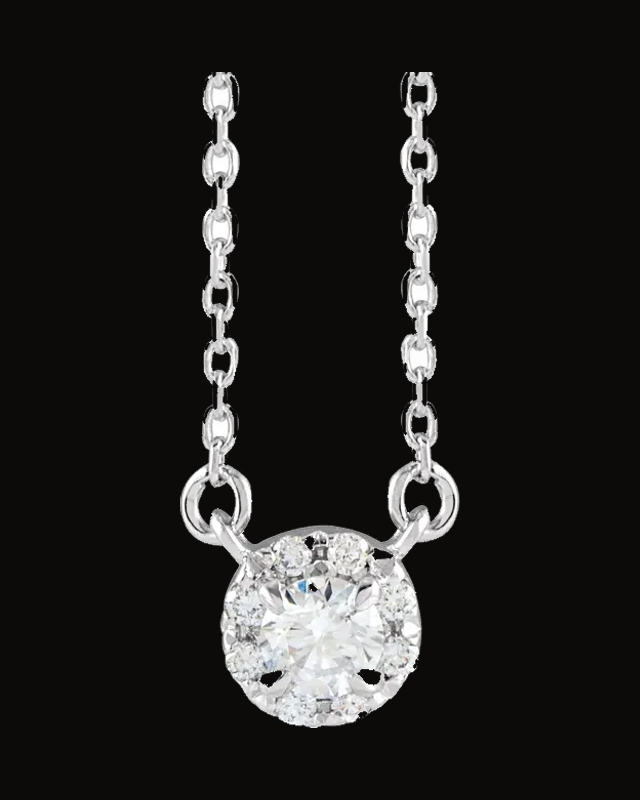 1/5 CTW Lab-Grown Diamond French-Set Necklace — Rhodium-Plated on 14K White Gold