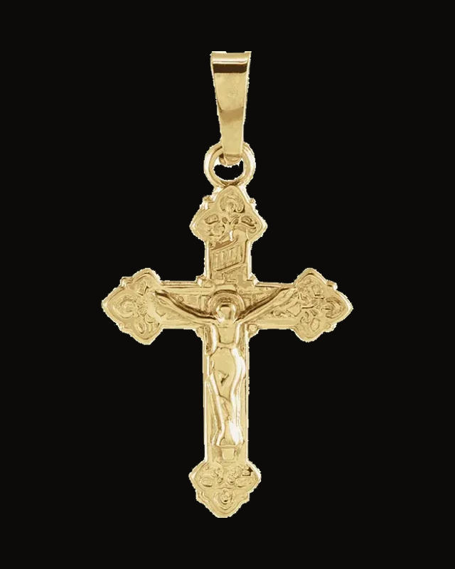Youth Crucifix Pendant — 14K Yellow Gold