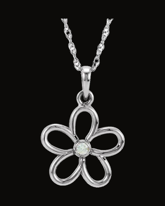 0.03 CTW Natural Diamond Flower Necklace — Sterling Silver