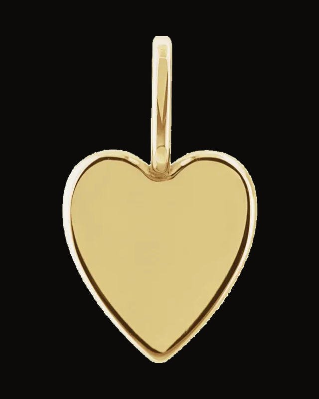 Engravable Elongated Heart Charm/Pendant — 14K Yellow Gold