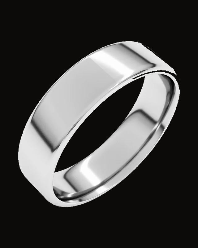 Lightweight Round-Edge Comfort-Fit Flat Band — Sterling Silver · 6 mm