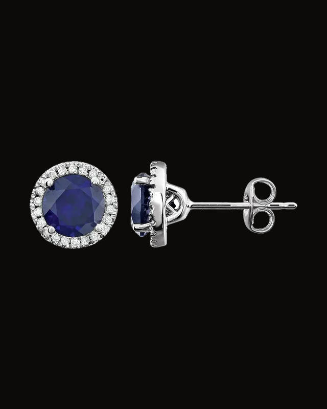 Round 4-Prong Halo-Style Birthstone Earrings