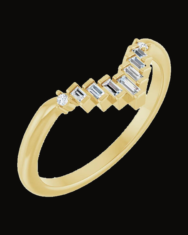 0.08 CTW Natural Diamond Contour Band — 14K Yellow / White Gold · 1.5 mm
