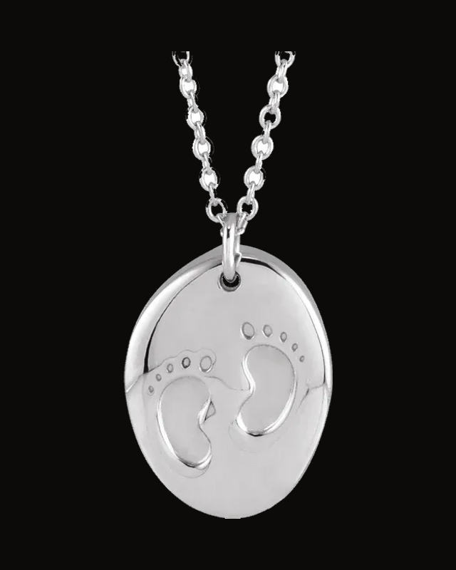 Engravable Tiny Footprint Necklace or Pendant — Sterling Silver