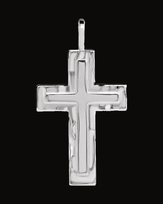 Textured Cross Necklace or Pendant — Sterling Silver
