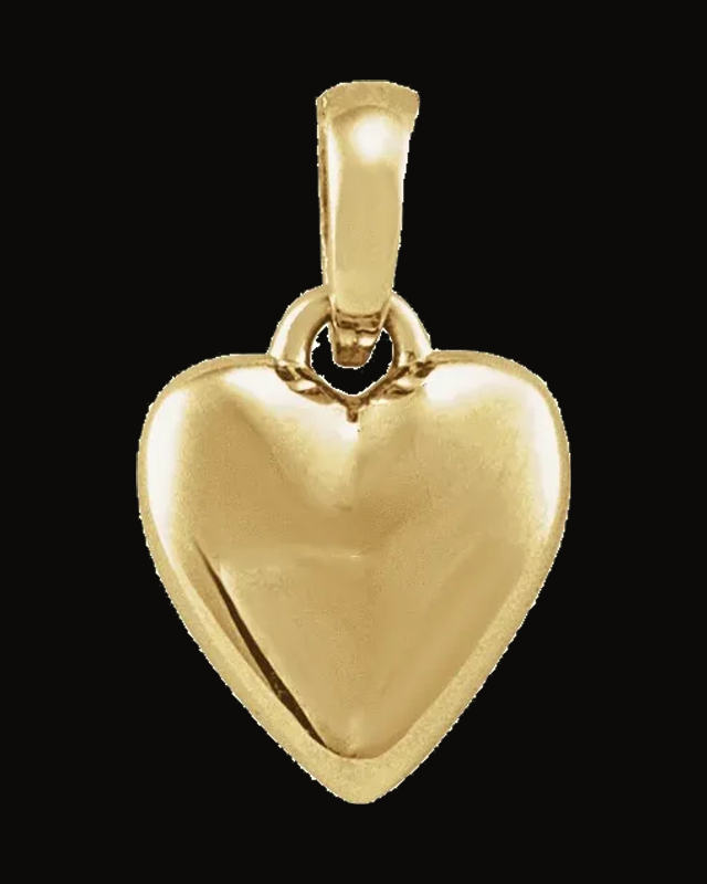 Puffed Heart Necklace or Pendant — 14K Yellow Gold
