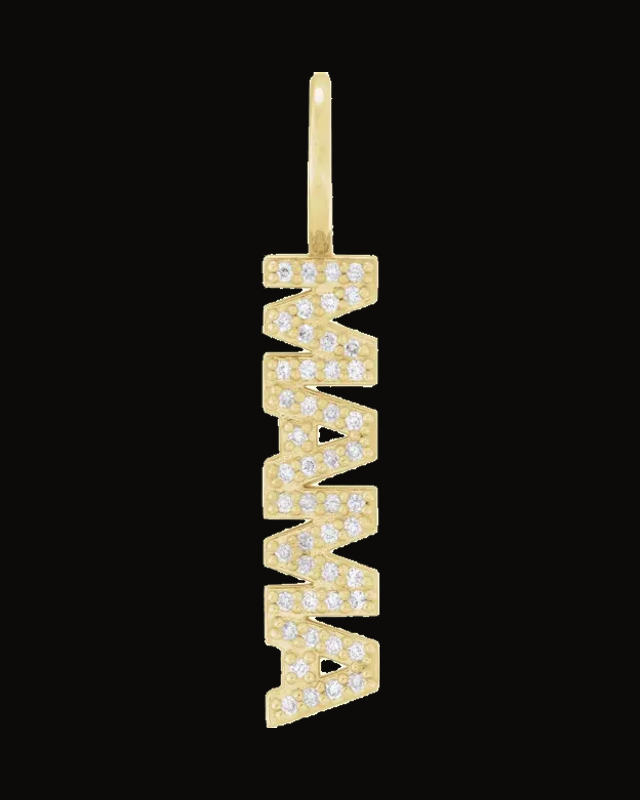 1/10 CTW Natural Diamond Mama Charm/Pendant — 14K Yellow Gold