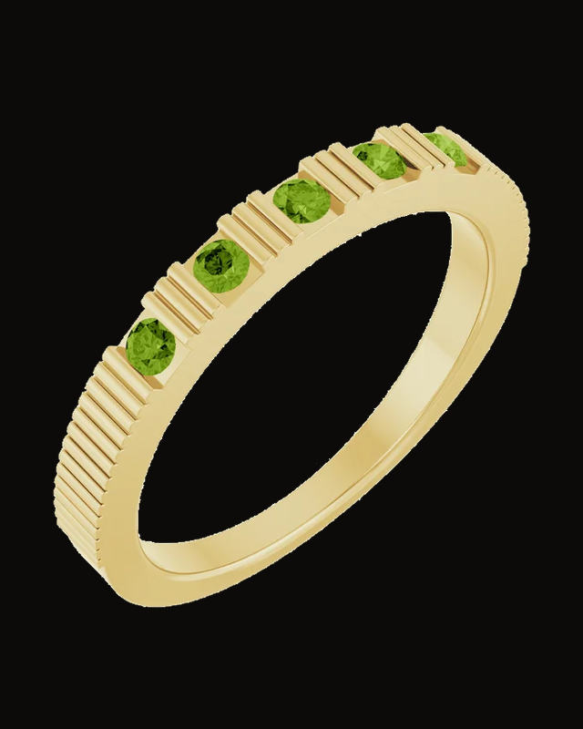 Natural Peridot Stackable Birthstone Ring — 14K Yellow Gold · 2.6 x 2.5 mm