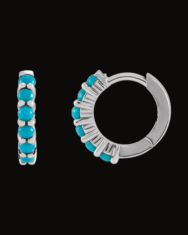 Cabochon Hinged Hoop Earrings