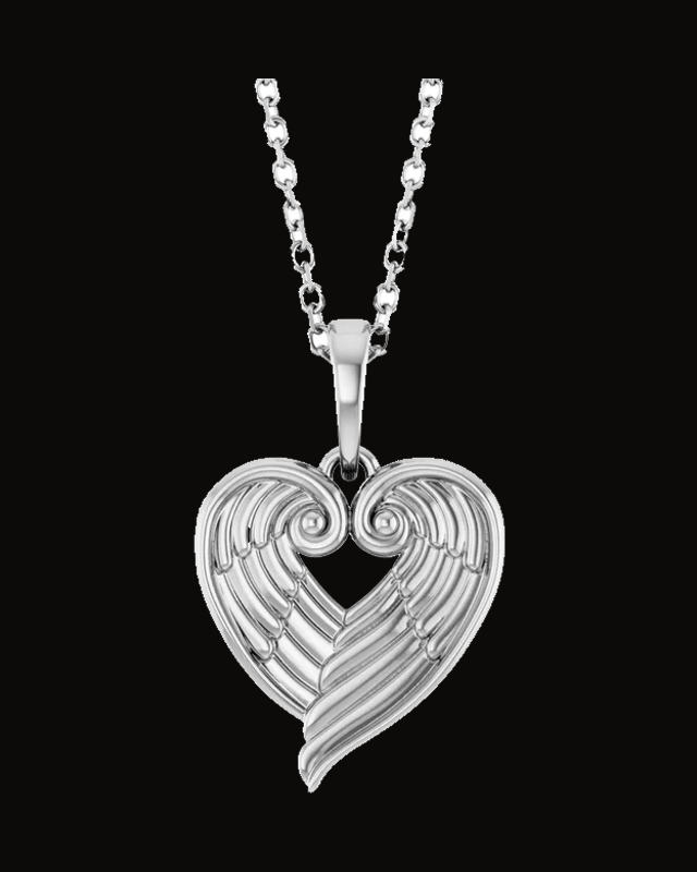 Angel Wing Heart Necklace — Sterling Silver