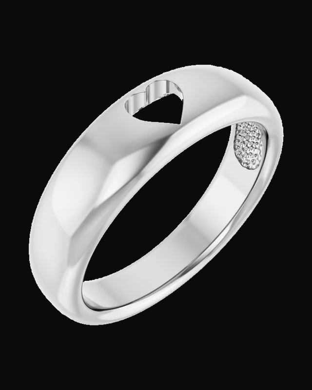 Pierced Heart Ring — Sterling Silver · 6 x 2.4 mm