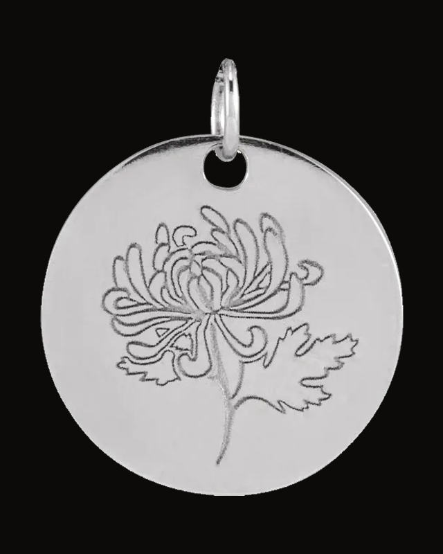 Birth Flower Disc Necklace or Pendant