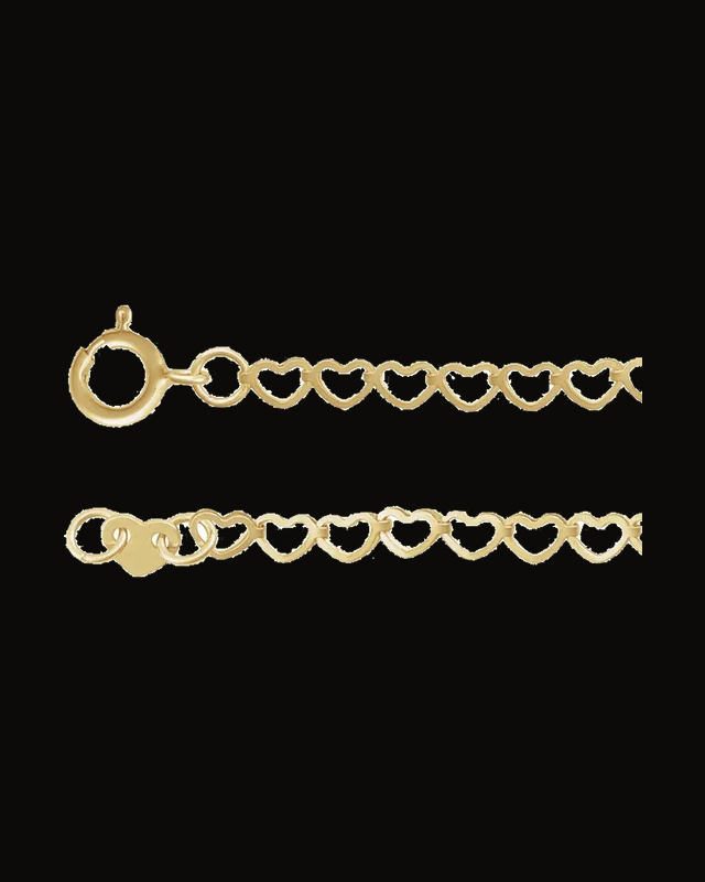 2.5 mm Heart Chain — 14K Yellow Gold