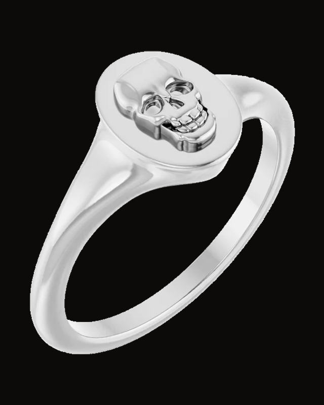 Skull Signet Ring — Sterling Silver · 9.5 x 7.1 mm