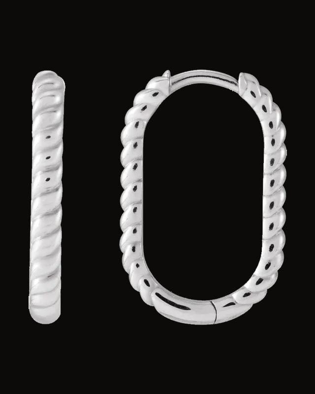Elongated Rope Hoop Earrings