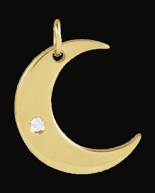 Crescent Moon Necklace or Pendant — 14K Yellow Gold · 0.01 CT