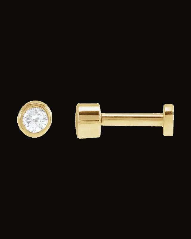 Round Bezel-Set Earrings — 14K Yellow Gold
