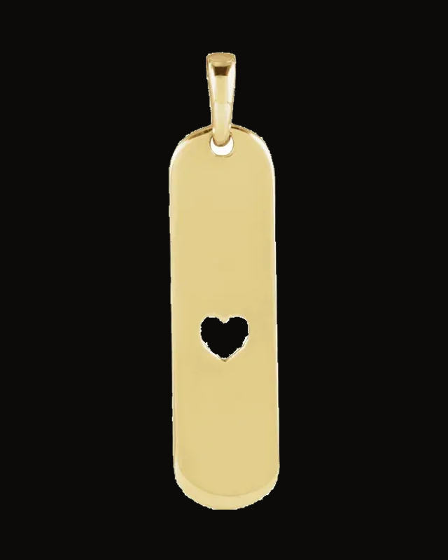 Engravable Heart Bar Necklace or Pendant — 14K Yellow Gold