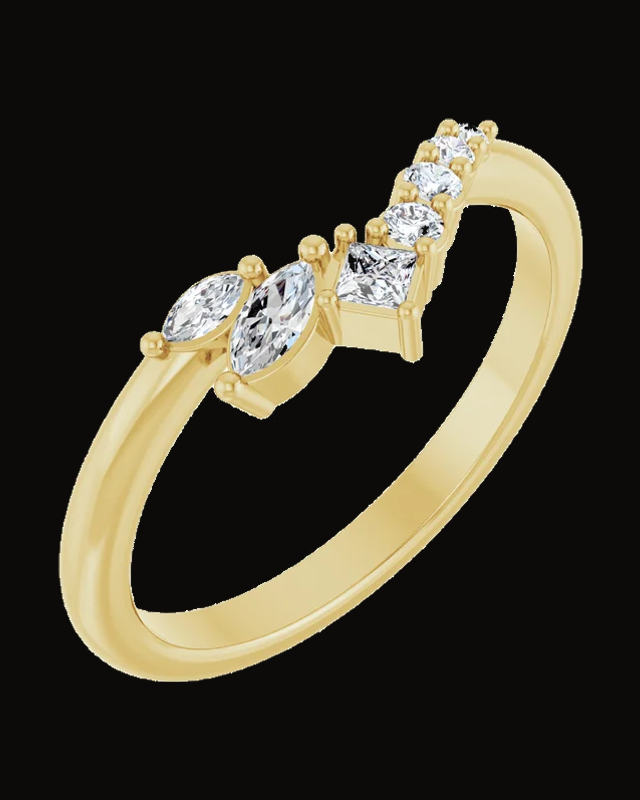 1/5 Lab Grown Diamond Contour Band — 14K Yellow / White Gold · 13.7 x 5.7 mm