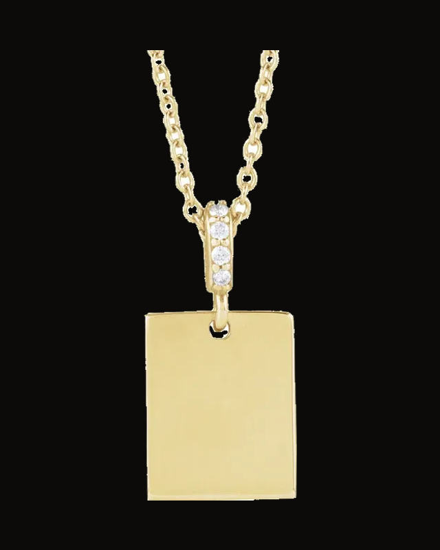 Engravable Accented Necklace or Pendant — 14K Yellow Gold · 0.02 CTW