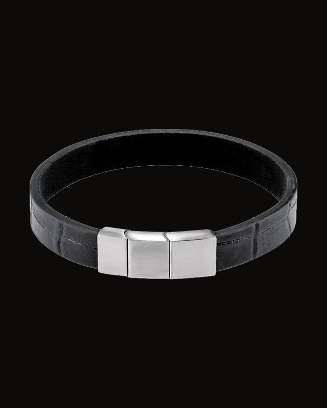 Leather Cord Bracelet With Brushed Stainless Steel Clasp