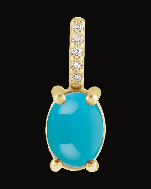 Accented Cabochon Necklace or Charm/Pendant — 14K Yellow Gold · 0.02 CTW