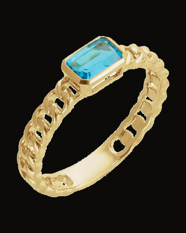 Natural Sky Blue Topaz Ring — 14K Yellow Gold · 3.55 mm · Size 7
