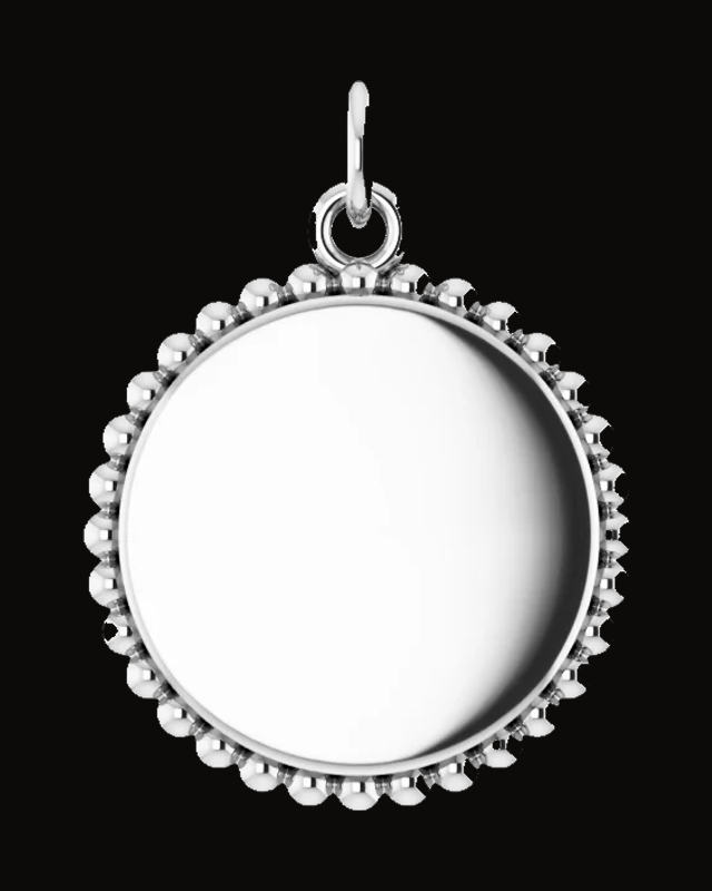 Engravable Beaded Disc Necklace or Charm/Pendant