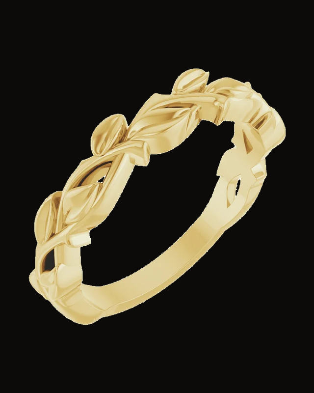 Floral Standard-Fit Band — 14K White / Yellow Gold · 4 x 2.2 mm