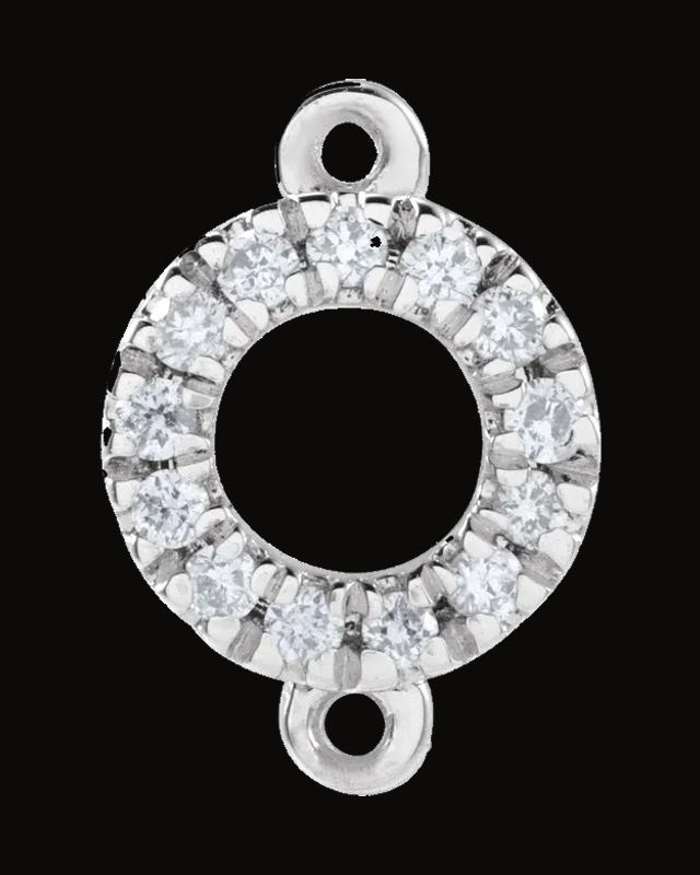 0.04 CTW Natural Diamond Circle Link — Rhodium-Plated on 14K White Gold