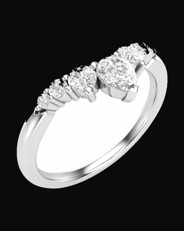1/2 CTW Lab-Grown Diamond Contour Band — Rhodium-Plated on 14K White Gold · 1.46 mm