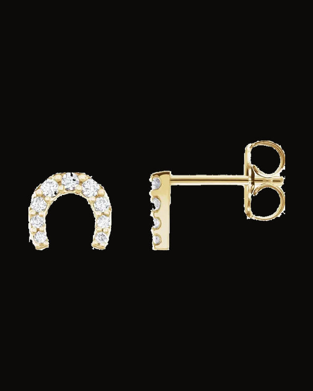 1/6 CTW Natural Diamond Horseshoe Earrings — 14K White / Yellow Gold