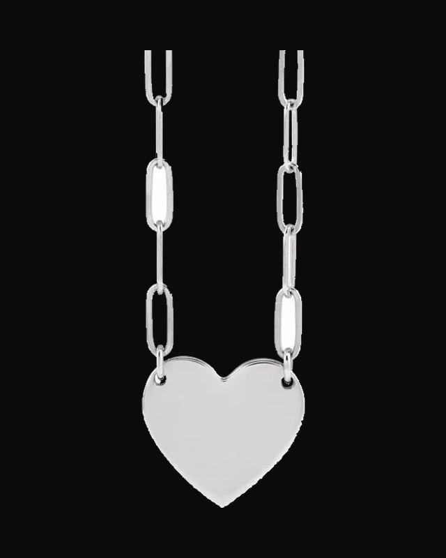 Engravable Heart Necklace — Paperclip-Style