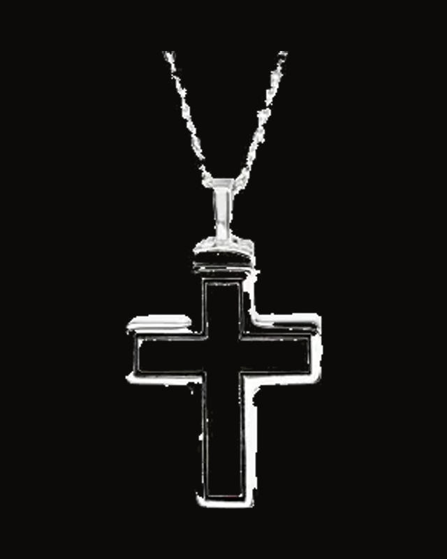 Mens Cross Ash Holder Necklace Without Box — Sterling Silver