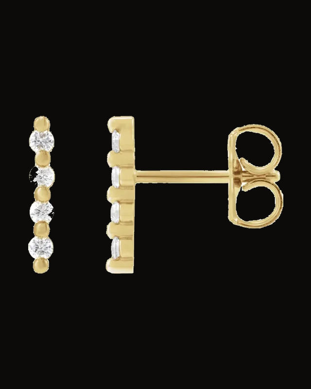 1/10 CTW Natural Diamond Bar Earrings — 14K Yellow Gold