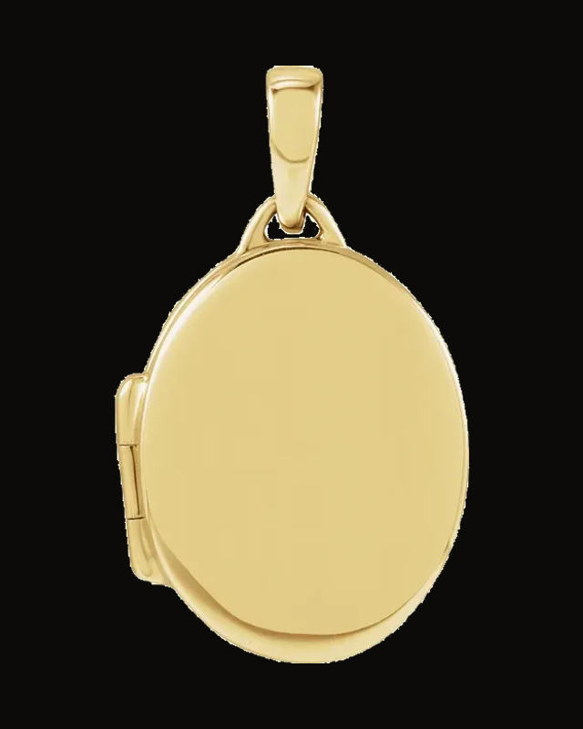 Engravable Oval Locket — 14K Yellow / White Gold