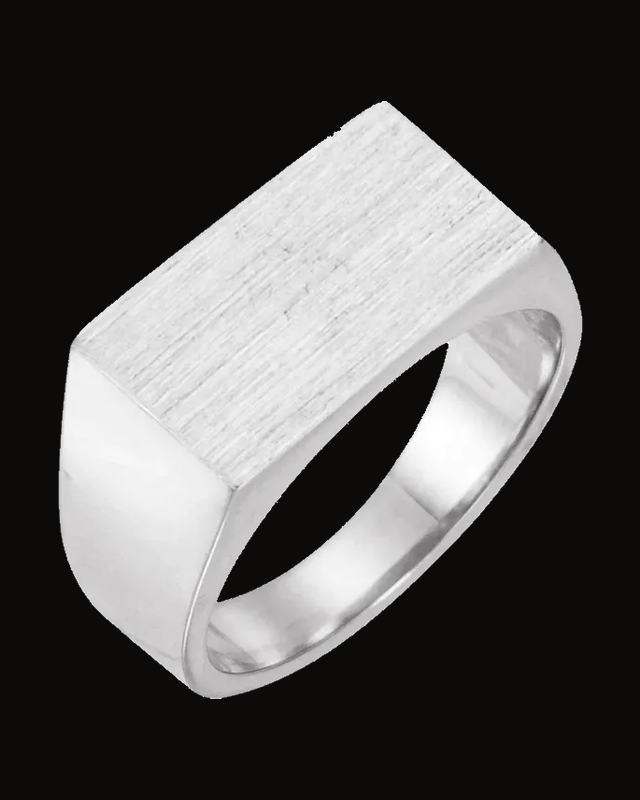 Rectangle Signet Ring — Sterling Silver · 15 x 9 mm