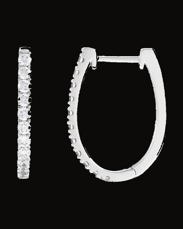 3/4 CTW Lab-Grown Diamond Hoop Earrings — Rhodium-Plated on Sterling Silver · 2 mm