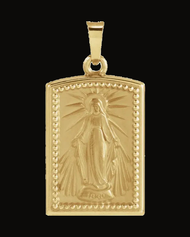 Miraculous Medal Pendant — 14K Yellow Gold